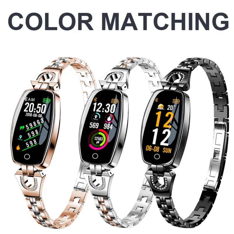 Модный женский смарт-браслет H8 часы с тонометром пульсометром шагомером