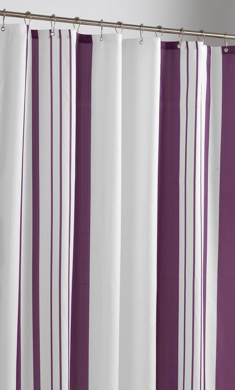 Purple Red Striped Pattern Waterproof Bathroom Shower Curtain with Lowest Price |