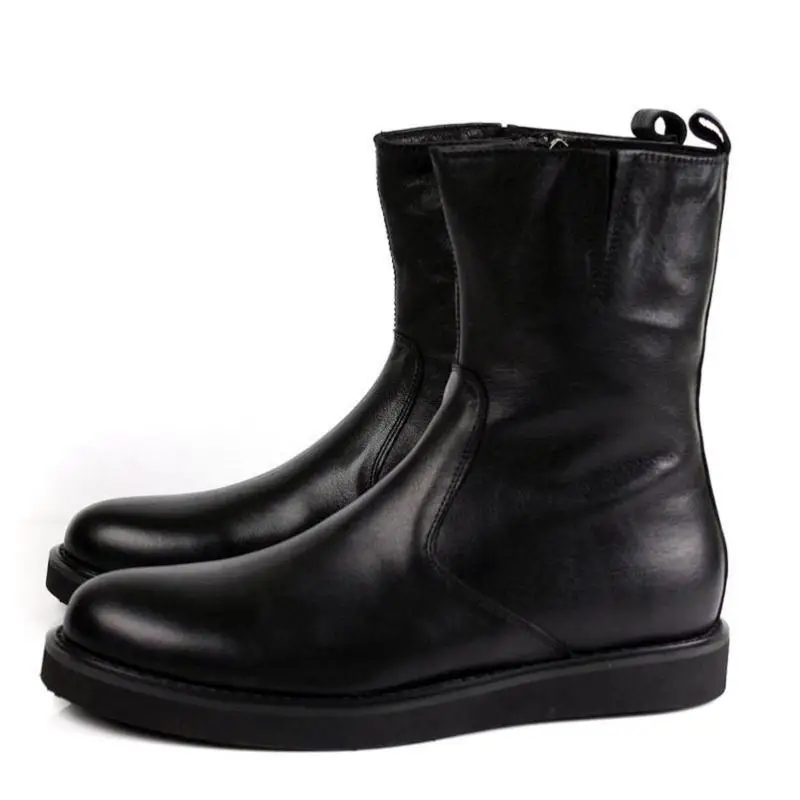 MYCOLEN/черные мужские ботинки в байкерском стиле из натуральной кожи модные Зимние