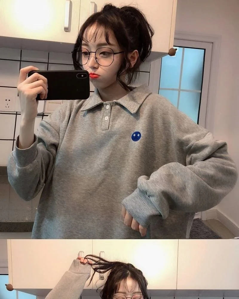 Женские толстовки Весна Осень Зима трендовая простая вышивка Kawaii Ulzzang однотонный консервативный Стиль Женская одежда шикарная свободная мягкая