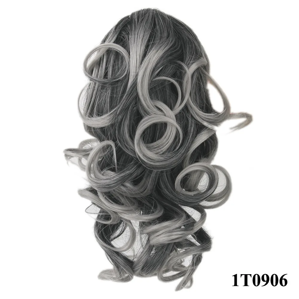 1T0906 Delice женские короткие кудрявые конский хвост Высокая температура волокна синтетические волосы клип в когти накладные шиньоны в виде конского хвоста - Цвет: 1T0906