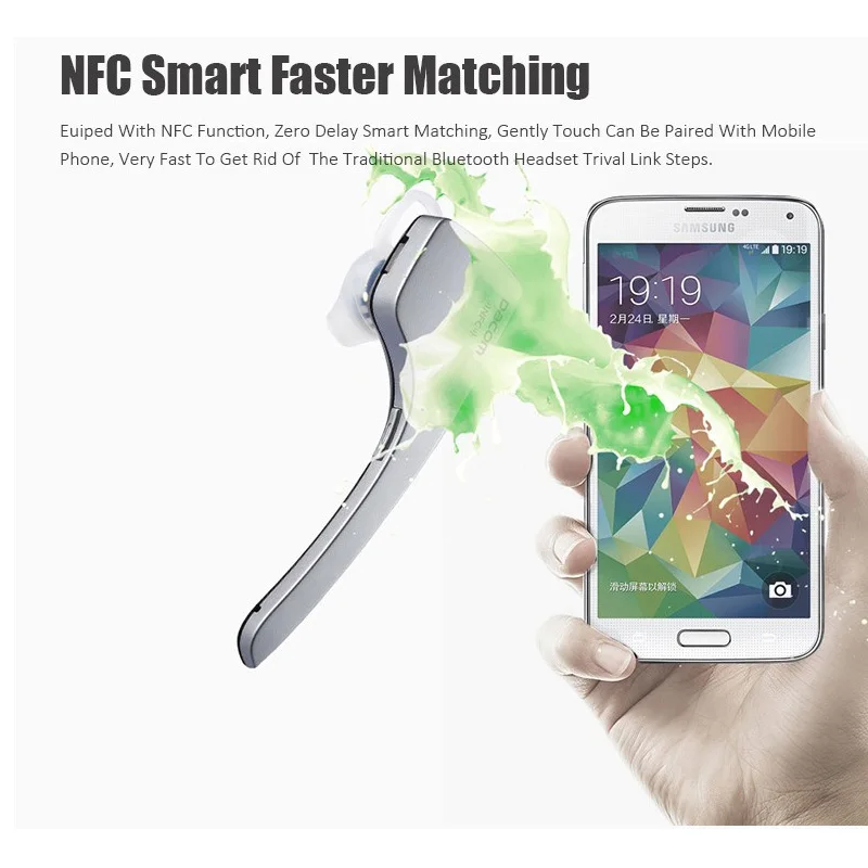 DACOM C-BLUE1 Car Driver NFC Bluetooth V4.0 Headset Wireless in-ear 500mAh Backup Battery Base 20 Days Standby Time | Электроника