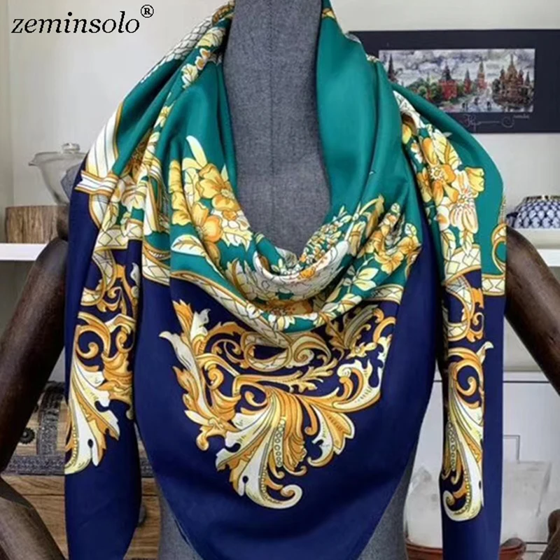 Женский шарф из 100% шелка Большие шали с цветочным принтом квадратный палантин