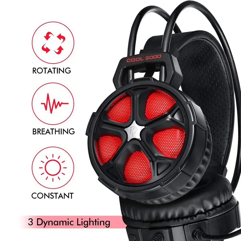 Хоббилана ухо стерео игровая гарнитура Прохладный 2000 с микрофоном светодиодный