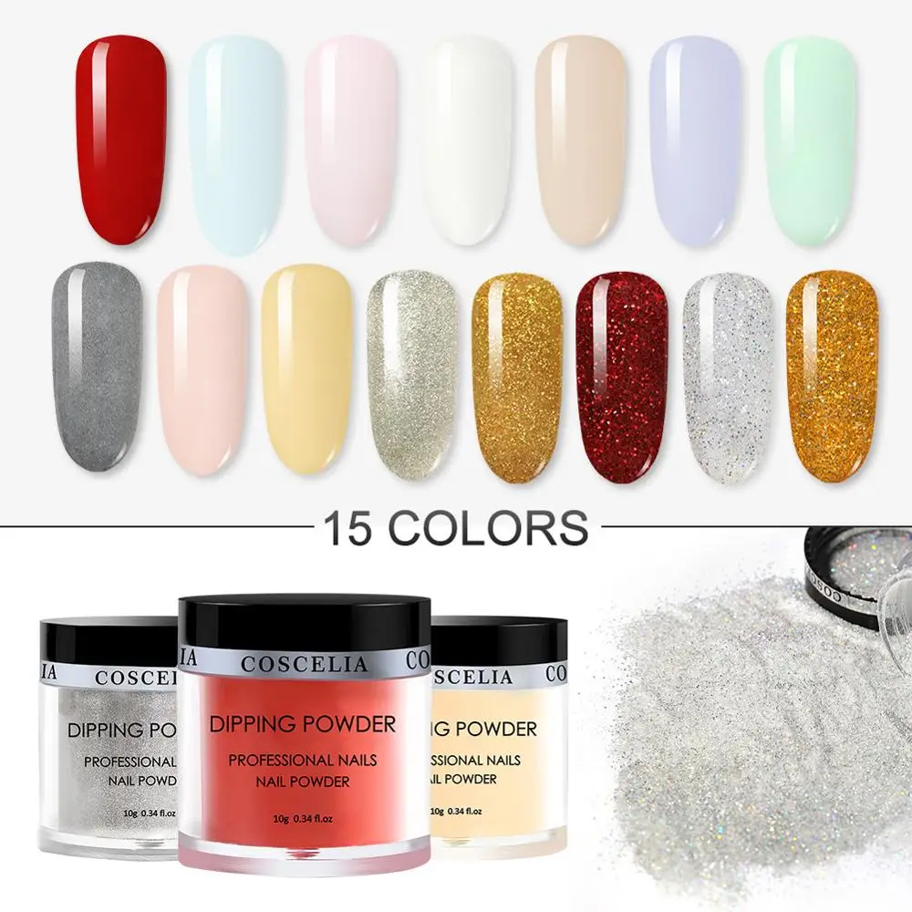 COSCELIA набор с мерцающей пудрой быстро сохнет без лампы лечения маникюрный для