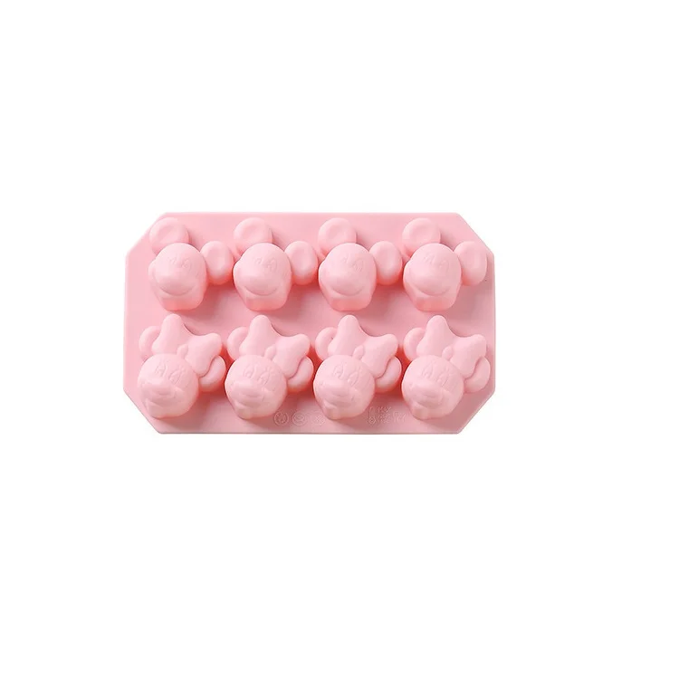 Pink Силиконовая форма в виде МЫШИ Микки, 3D форма для печенья, шоколада, сделай сам, форма для украшения торта, инструмент для выпечки - Цвет: Pink