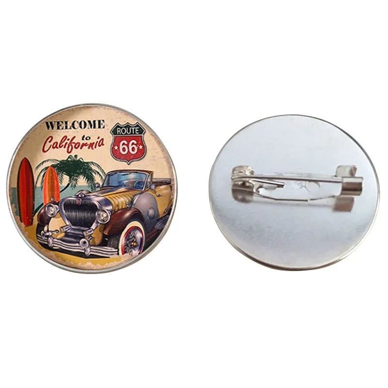 SUTEYI, модные броши ручной работы, Стеклянные Кабошоны, булавки, вывески, шоссе 66 США, для ресторана, кофе, художественный узор, брошь для Мужчин, Ювелирные изделия