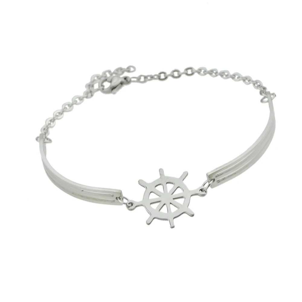 Fanhua минималистский золото-Цвет серебро Цвет цепи Браслеты полые штурвала узор