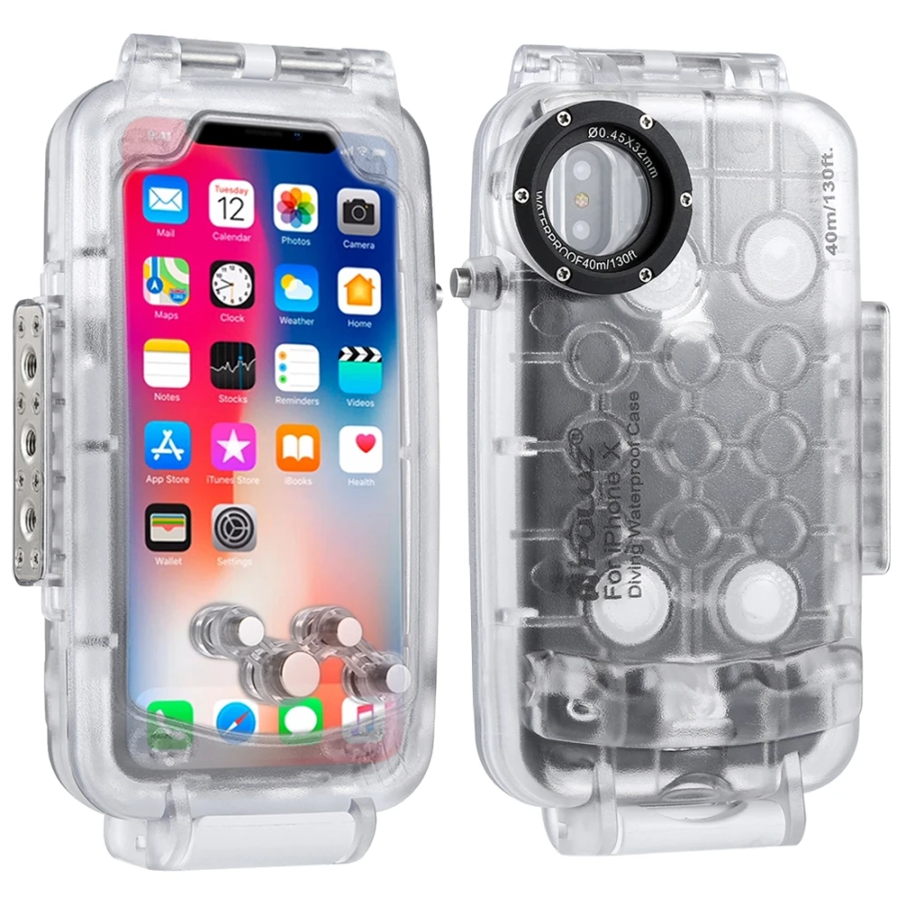 PULUZ For iPhone 8 Plus 7 X XS 40m/130ft Waterproof Diving Case Housing Photo Video Taking Underwater 40m Cover |