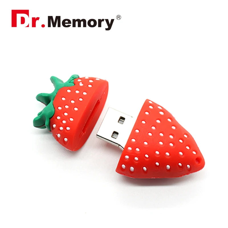 Модные флеш диск USB 2 0 64Гб с милым клубничным принтом накопитель 32 ГБ Ёмкость 128 м 4