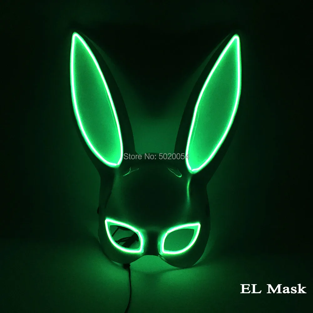 Design-B Green Новейшая женская маска на половину лица, неоновый светильник, маска для косплея «Лисичка Банни», сексуальные карнавальные вечерние светодиодные маски для аниме, Expro, Хэллоуин - Color: Design-B Green