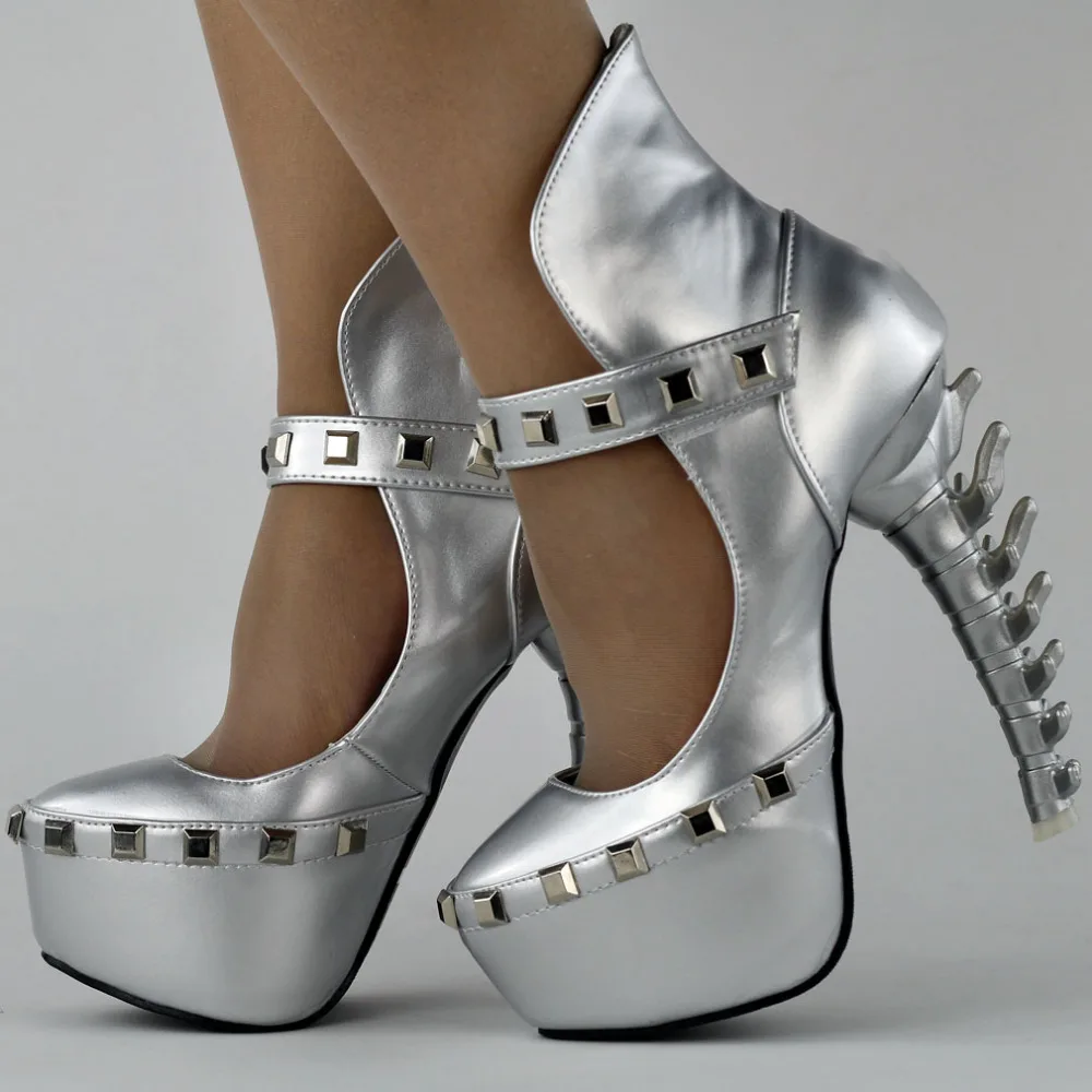 LF80616 черные/Серебристые Клубные туфли-лодочки с ремешком на щиколотке и