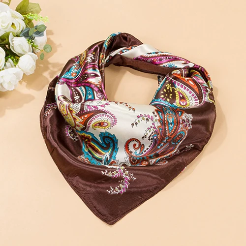Женская Большой Площади Шелковый Как Имитационные Атласная Шарф Цветок Печати