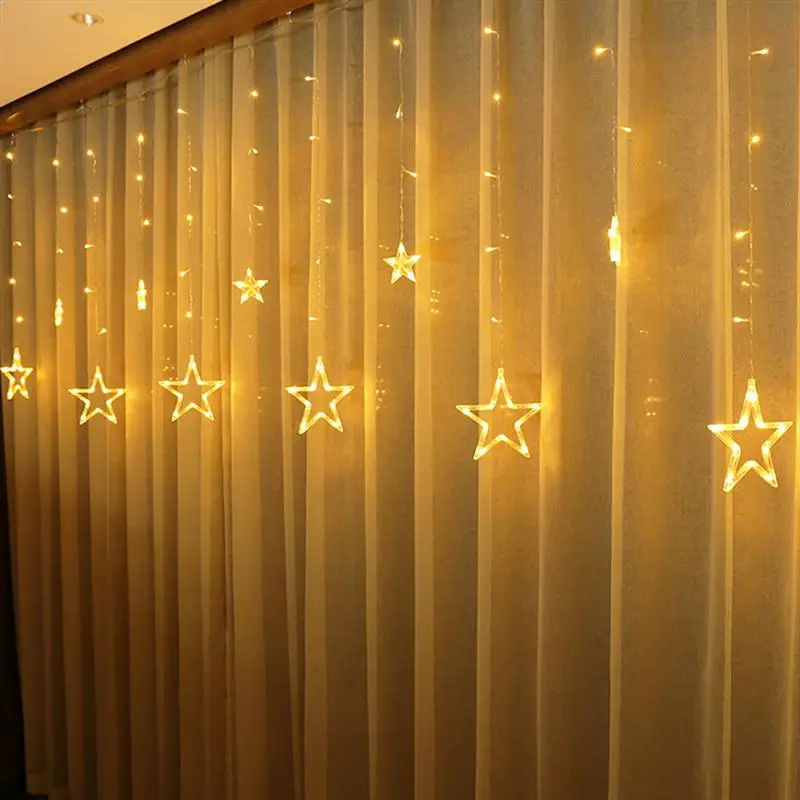 Светодиодная гирлянсветильник занавеска Звезда с пятью острыми носками для