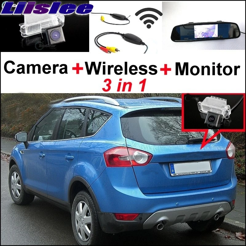 Liislee 3 в 1 беспроводной приемник + зеркальный монитор система парковки для Ford Kuga 2008
