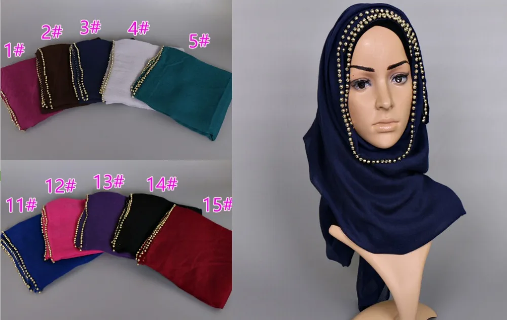 Популярные Модные простые шали с золотым жемчугом ободок из бисера глушитель