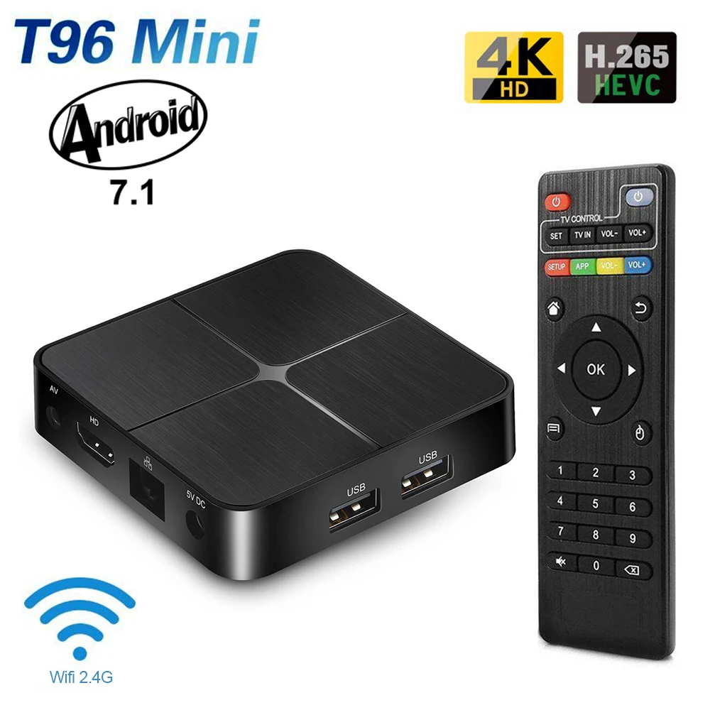 T96 Мини Android 7,1 ТВ BOX 2 Гб Оперативная память 16 Гб Встроенная память RK3229 4 ядра 2,4G Wi-Fi Media Player H.265 4 K HD Smart Декодер каналов кабельного телевидения vs x96 мини