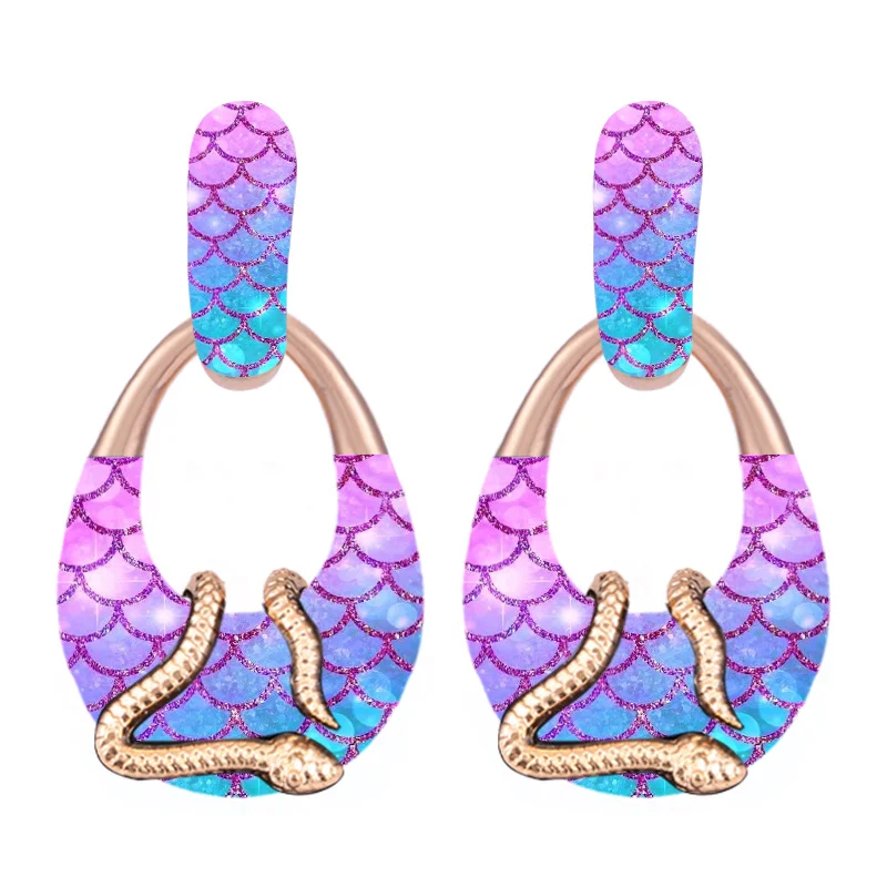 Flash Purple Sehuoran OOrbellen Boho серьги-подвески для женщин Aretes Brincos подвеска в виде змеи модное ювелирное изделие массивные свадебные серьги - Окраска металла: Flash Purple