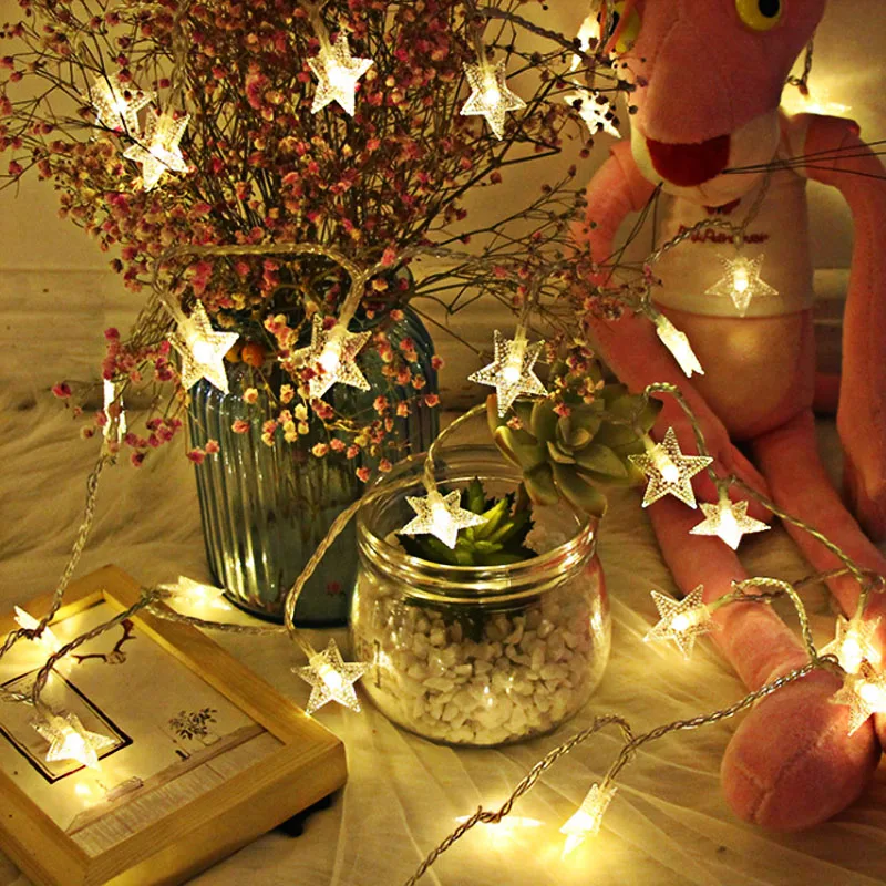 Звездные рождественские светодиодные лампы гирлянды сказочные огни мигающие