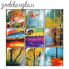 FB0315 картины маслом Пейзаж Деревья 10 шт. Смешанные 12 мм20 мм25 мм30 мм квадратные фото стекло кабошон демонстрация плоская задняя сторона