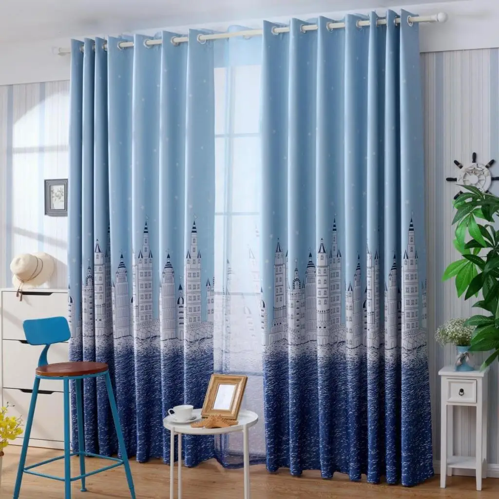 Environmentally-friendly high blackout curtains modern pastoral living room bedroom landing bay window | Дом и сад