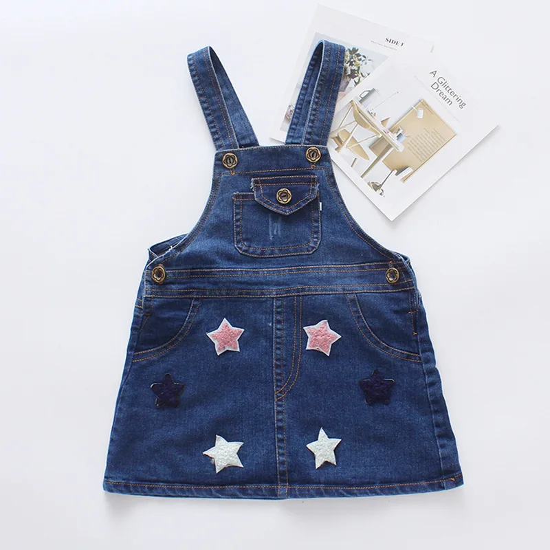 Сарафан для девочек джинсовое платье маленьких с героями мультфильмов милые