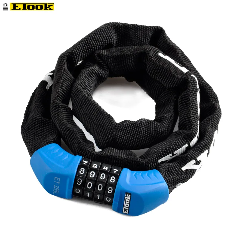 90cm-blue Etook Chain lock Mountain Road Bike Lock Scooter Bike Password Digital Chain Lock Bicycle Accessories Mini convenient 900mm - Цвет: 90cm-blue