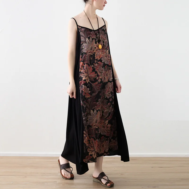 Johnature Seaside Holiday Beach Women Print Dresses New Vintage Fashion Loose 2021 Summer Patchwork Long Strapless | Женская одежда