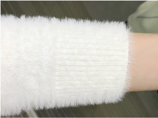 

Thickened half-high collar short sweater female new color matching loose hooded knit bottoming shirt A150