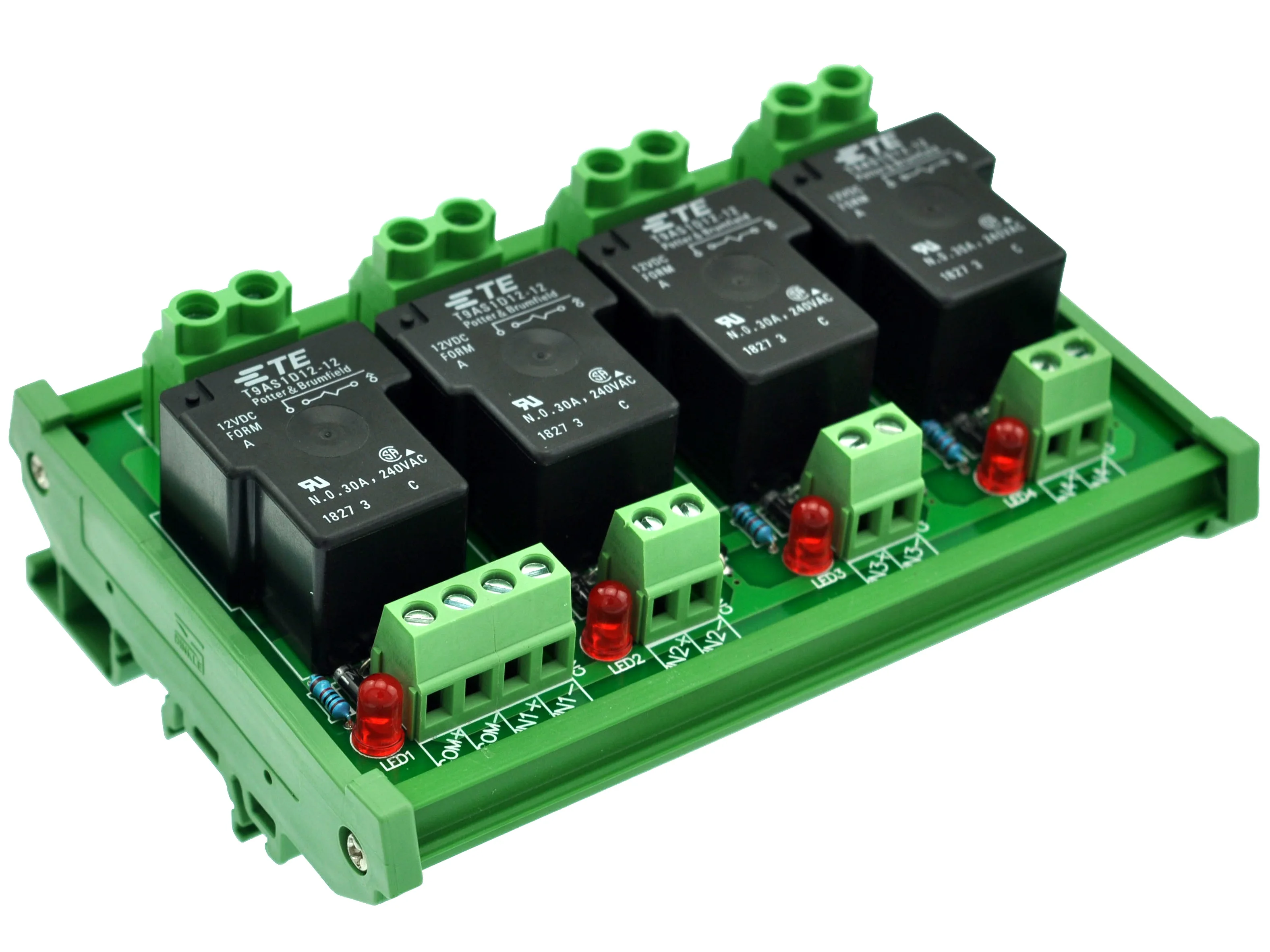 CZH-Labs DIN Rail Mount 12V Passive 4 SPST-NO 30Amp Power Relay Module. | Электронные компоненты и принадлежности