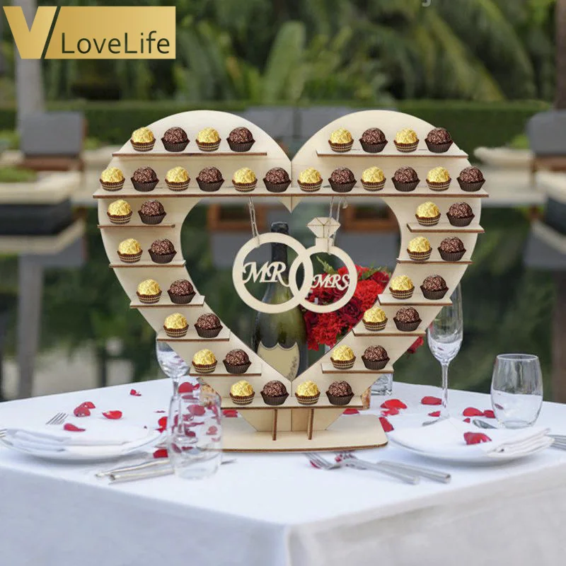 Mr Mrs свадебный шоколад Сердце Дерево шоколад Ferrero Rocher Стенд Свадебный дисплей столешница Конфета Бар Декор