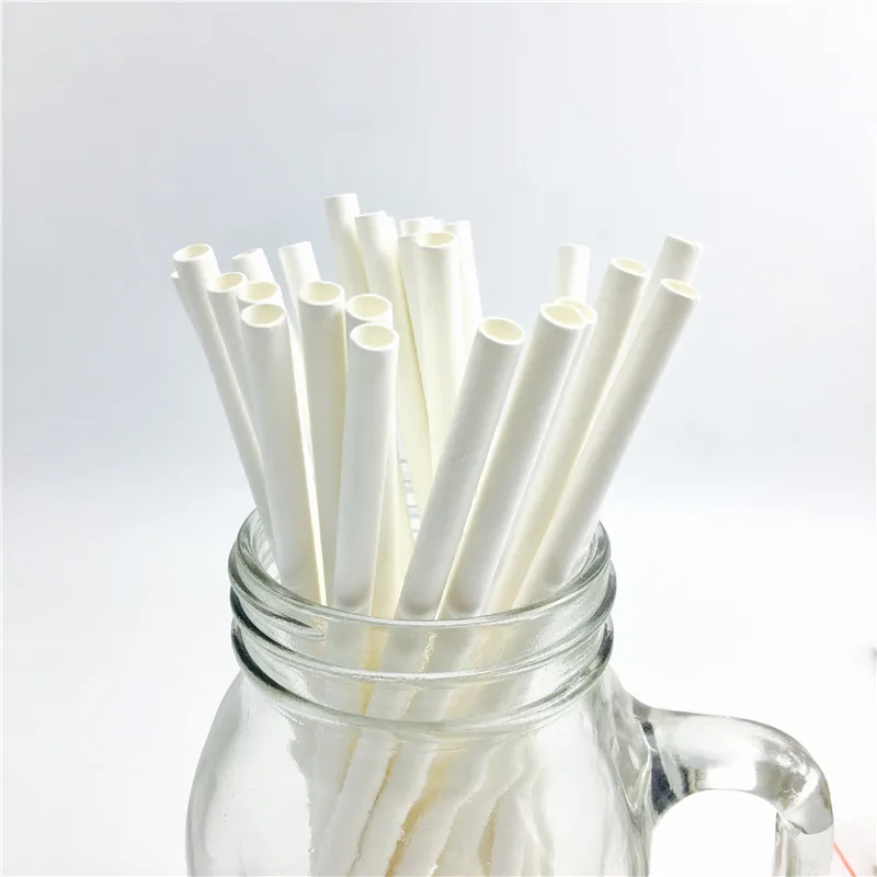 

25pcs/lot Pure White Drinking Paper Straws Christmas Baby Shower Decoration Gift Party Event Supplies