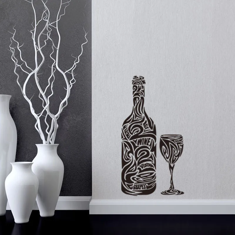 Настенная Наклейка на стену для кухни винную бутылку виниловое стекло домашний