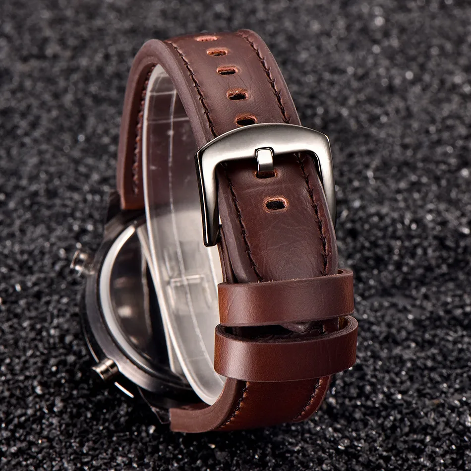 

XINEW Luxury Mens Watch Quartz High Quality Sport Military Army Leather LED Watches Analog Stainless Steel Wrist Watch zegarek