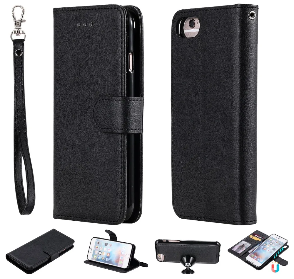 

For iPhone 8 Case 2 in 1 Premium PU Leather Flip Folio Wallet Case with Card Slot Magnetic Closure Cover for iPhone 7 8 Coque