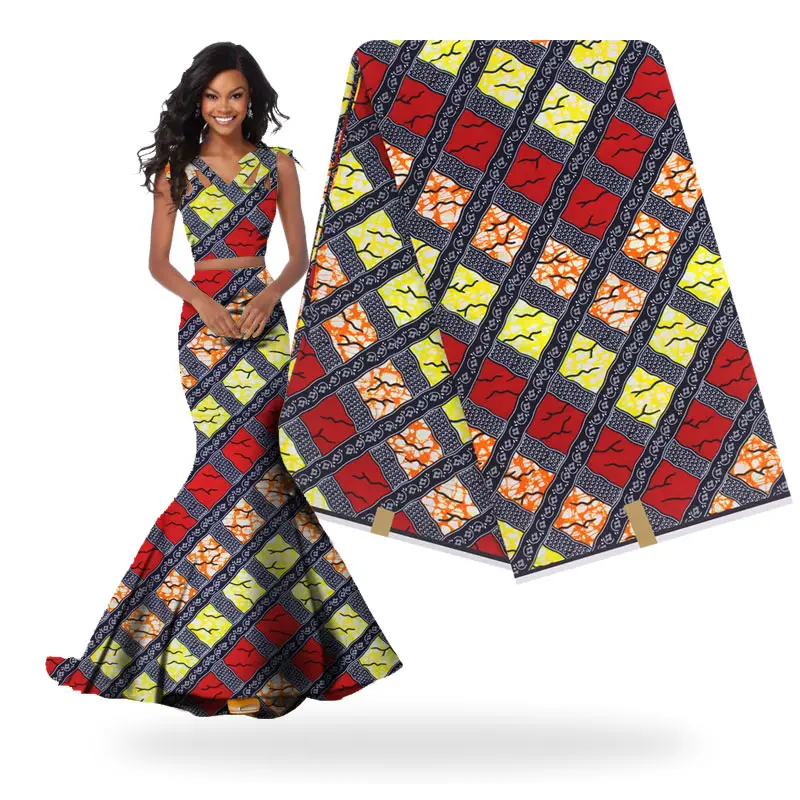 

african real wax cottonin 6yards wax fabric Blue ankara fabric good quality african wax cotton fabric H090328