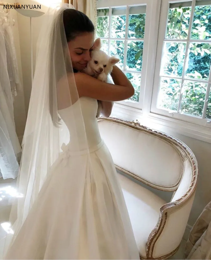 Свадебные платья трапеции в стиле бохо 2021 атласное свадебное платье без бретелек