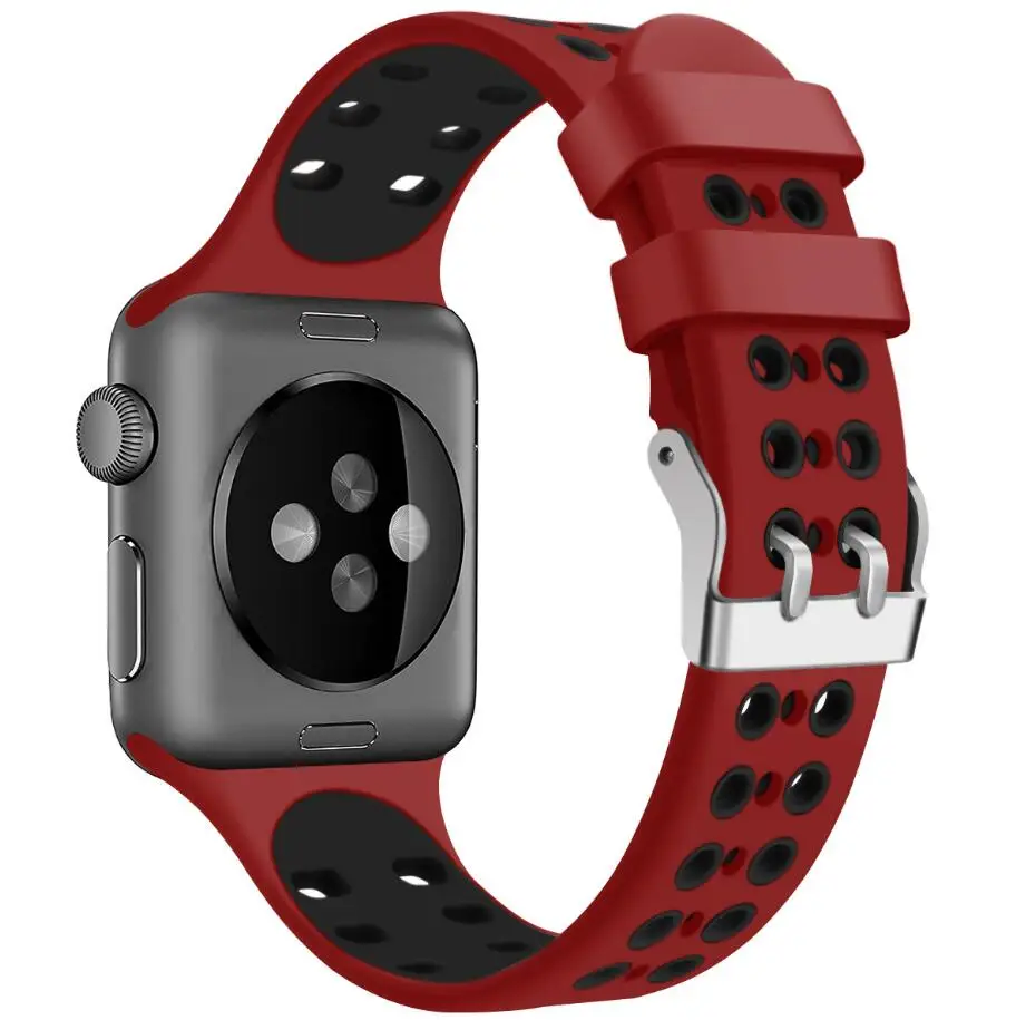 KINGBEIKE силиконовый ремешок для часов Apple Watch Series 1 2 3 4 Band iWatch 38 мм 42 40 44 сменный