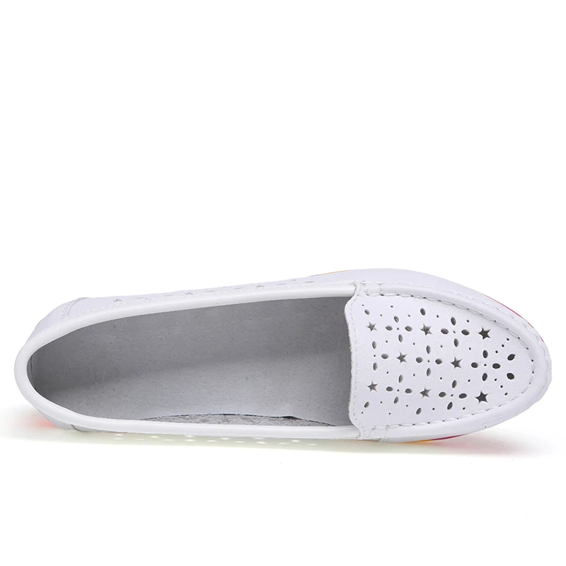 Балетки OUKAHUI женские на плоской подошве сплит-кожа без застежки перфорированная