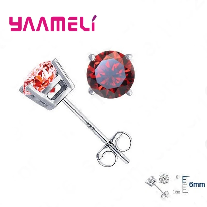 Серьги-гвоздики из серебра 925 пробы с фианитами | Украшения и аксессуары