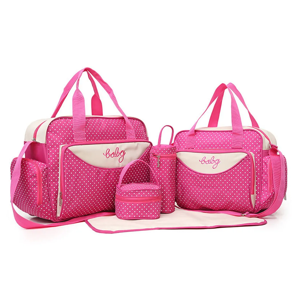 Hot Pink 5 шт., Женская многофункциональная сумка для мам, сумки для мам, сумка для детской коляски, luiertas rugzak bolso maternidad, детские сумки для мам - Цвет: Hot Pink