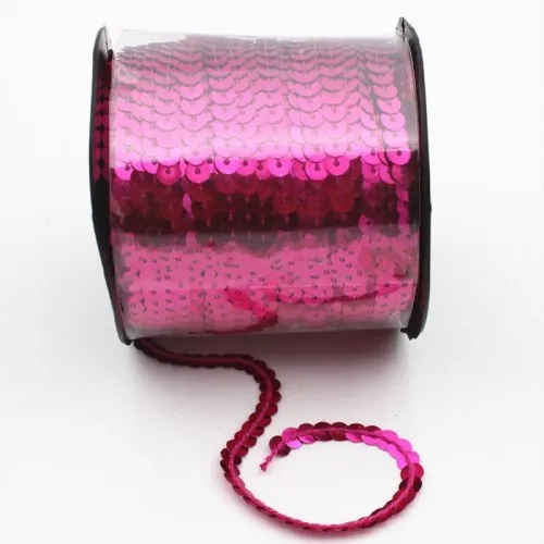 Rose red 10yards 10 ярдов/лот 6 мм Диаметр плоский круглый из ПВХ лента с блестками раззноцветные часы на планках для ремесел, женская одежда аксессуары - Цвет: Rose red 10yards