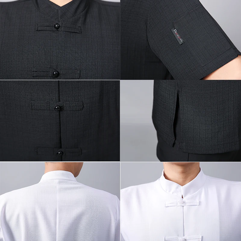 Однобортная унисекс форма шеф повара в китайском стиле Комбинезоны для магазина