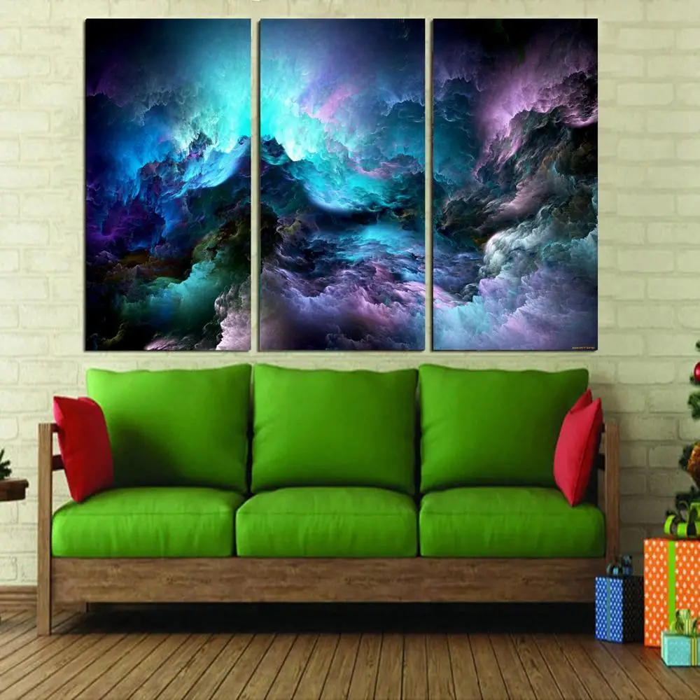 

Drop shipping 3 Panel printed painting Aurora Borealis Wall Art Picture Home Decoration Living Room Modern painting LS431