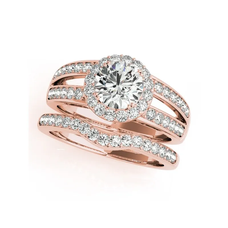 

QYI 1.0 Carat Round Cut Engagement Ring Women 925 Sterling Silver Wedding Band Ring Multiple Rows Ring Sets