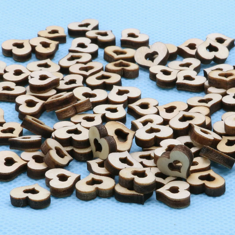 100 шт./упак. пустые деревянные сердца любви свадьбы создание карт художественное