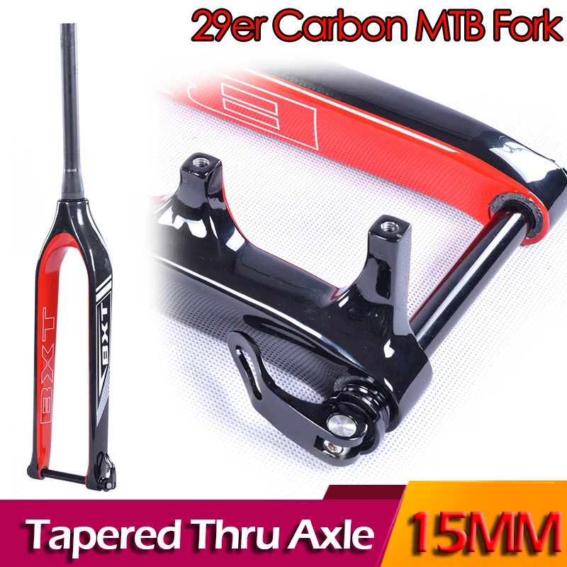 MTB Карбоновая вилка 29er Горные DH коническая через ось 15 мм Bicicletas жесткая передняя вилка для горного велосипеда Fibre BXT Велосипедная вилка