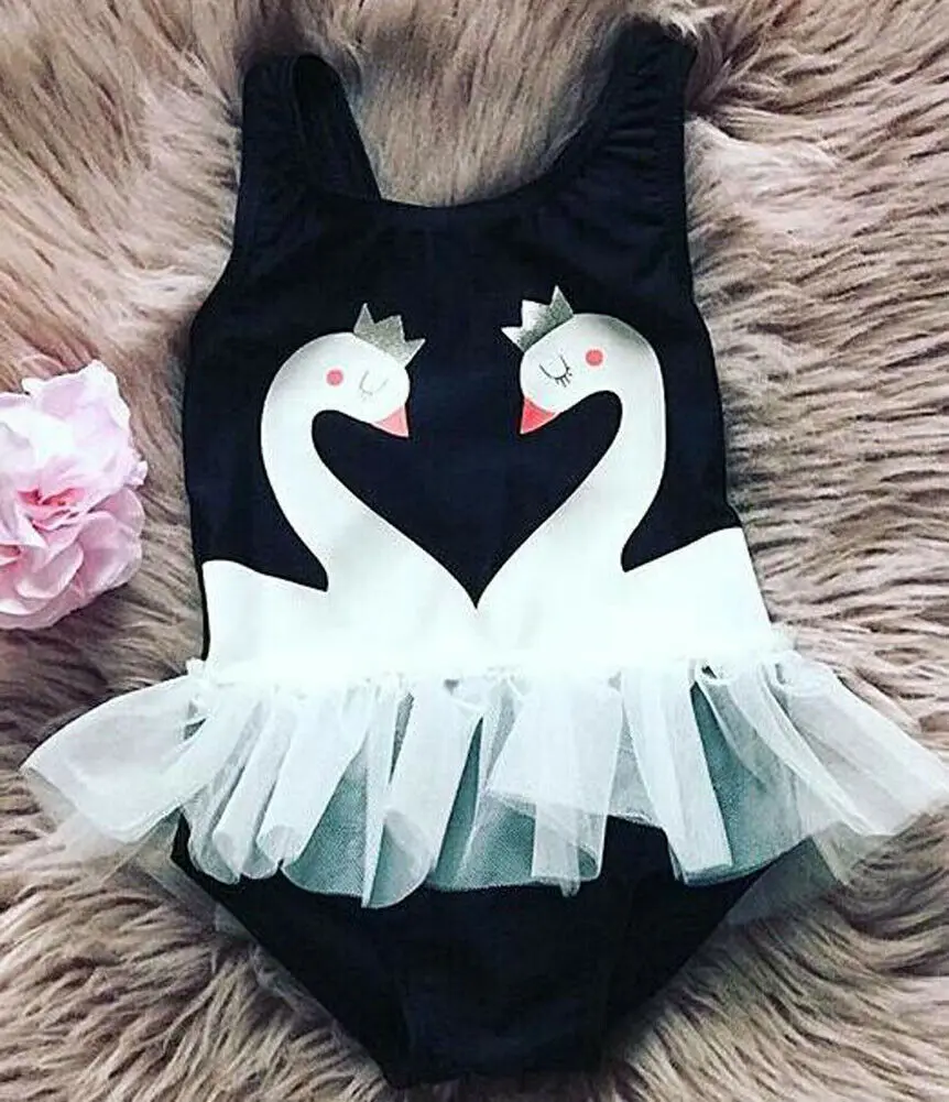 Детский купальник танкини с изображением лебедя для маленьких девочек бикини