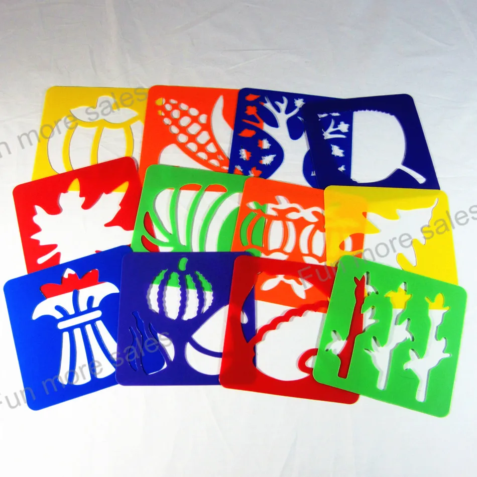 Детские пластиковые шаблоны для рисования 12 моделей 128x128x0 6 мм|stencils kids|painting boardkids