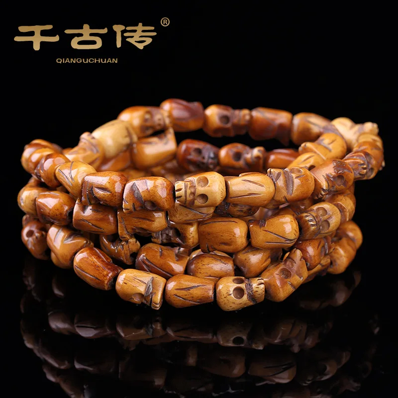 8*11mm Classic Skull Head Handmade Yak Bone Bead Buddhist Meditation 108 Prayer Mala Bracelet/Necklace | Украшения и аксессуары